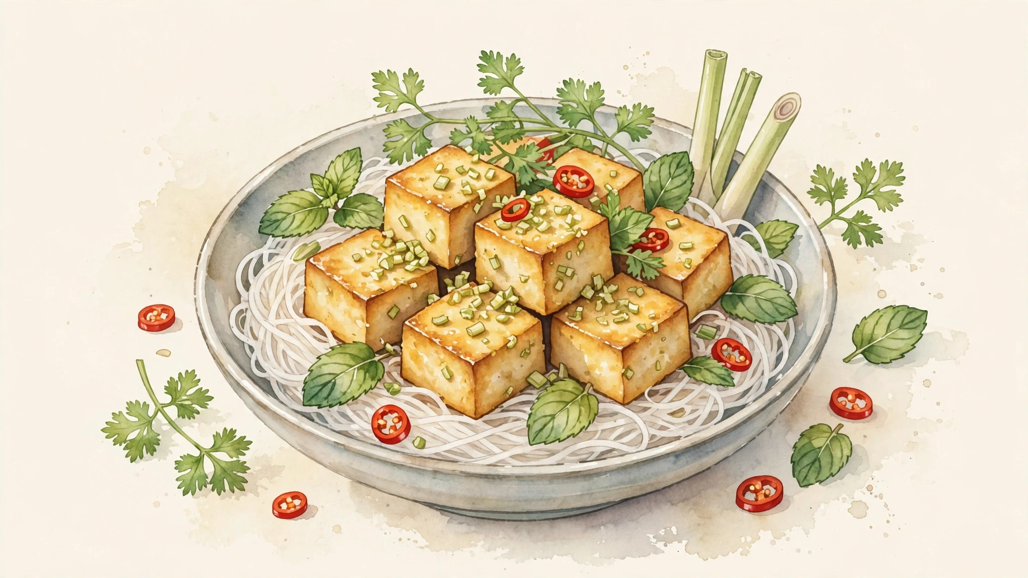 Lemongrass Tofu with Fresh Herbs