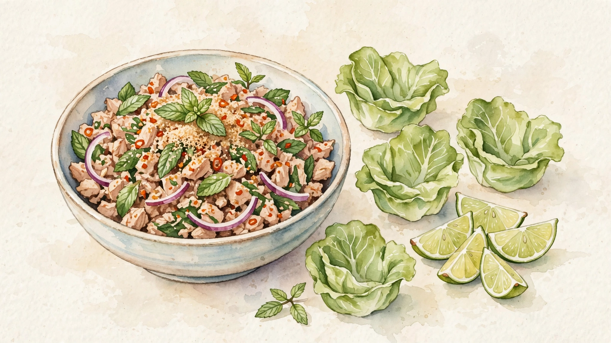 Chicken Larb with Mint and Lime