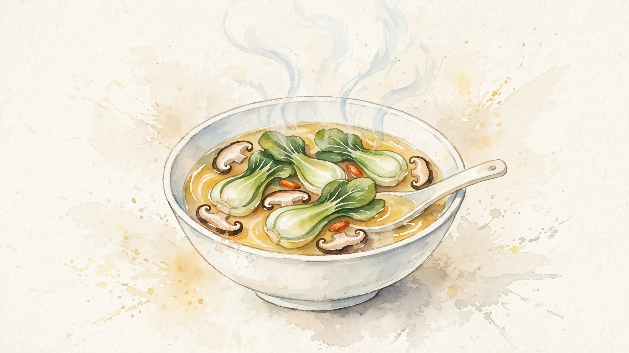 Bok Choy and Mushroom Soup