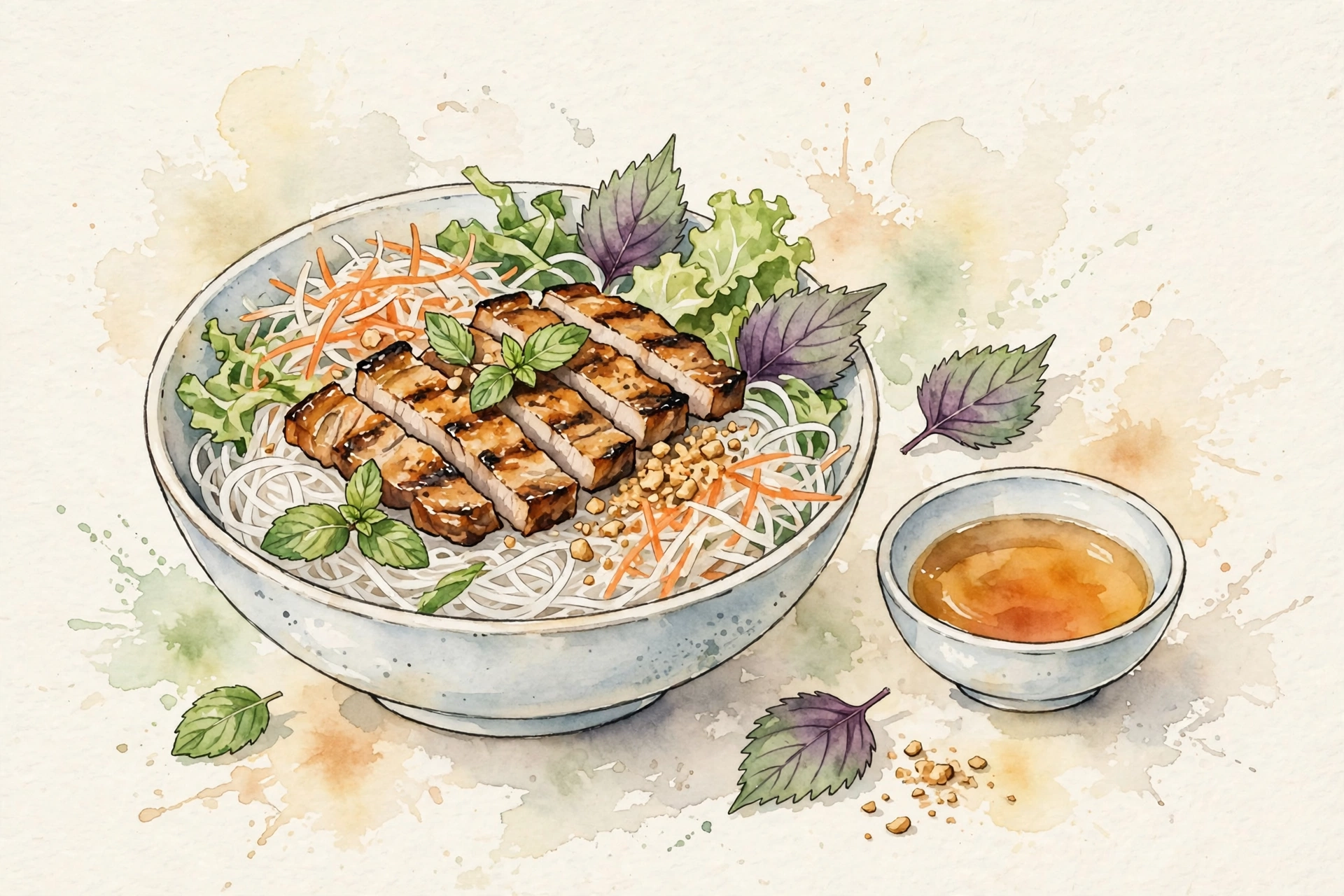 Vietnamese Grilled Pork Noodle Bowls (Bun Thit Nuong)