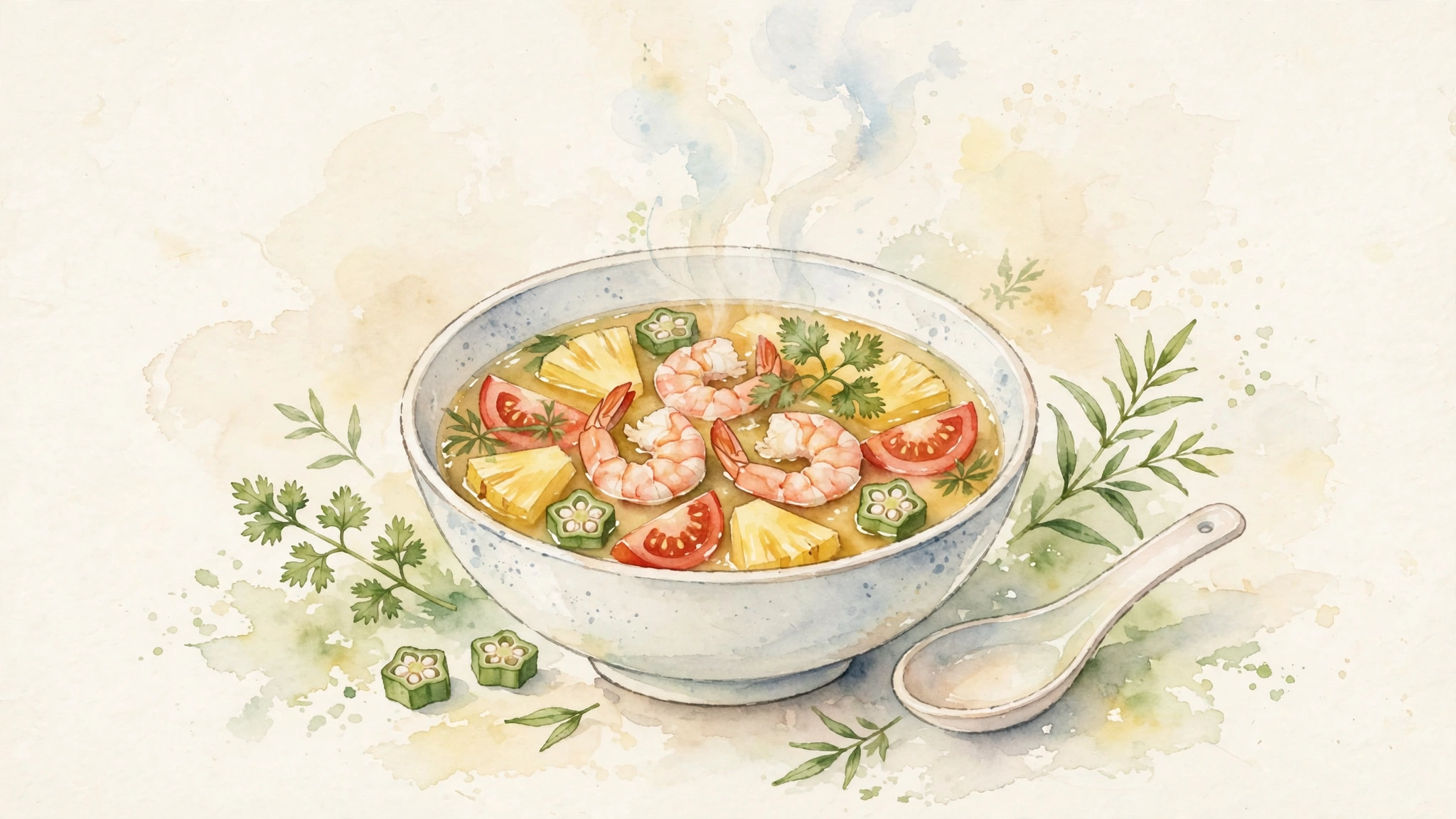 Vietnamese Tamarind Shrimp Soup (Canh Chua Tom)